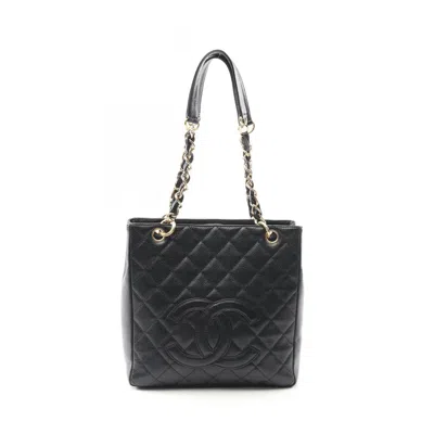 Pre-owned Chanel Leather Tote Bag () In Black