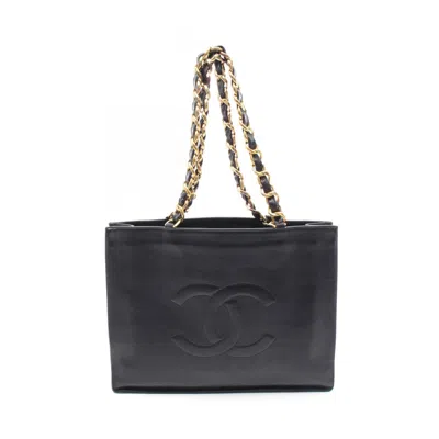 Pre-owned Chanel Leather Tote Bag () In Black