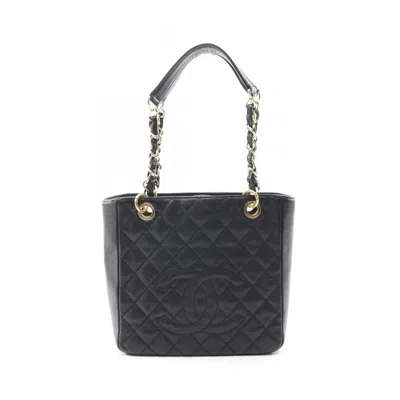 Pre-owned Chanel Leather Tote Bag () In Black