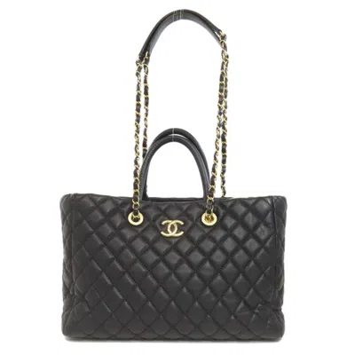 Pre-owned Chanel Leather Tote Bag () In Black