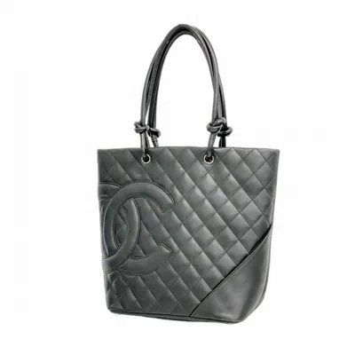 Pre-owned Chanel Leather Tote Bag () In Black