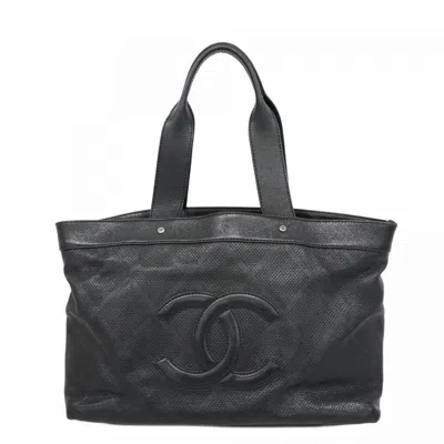 Pre-owned Chanel Leather Tote Bag () In Black