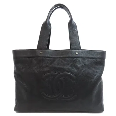 Pre-owned Chanel Leather Tote Bag () In Black
