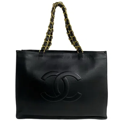 Pre-owned Chanel Leather Tote Bag () In Black