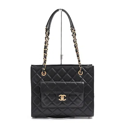Pre-owned Chanel Leather Tote Bag () In Black