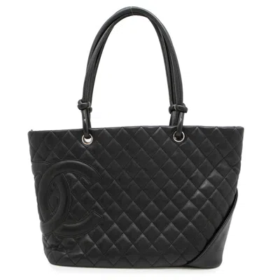 Pre-owned Chanel Leather Tote Bag () In Black
