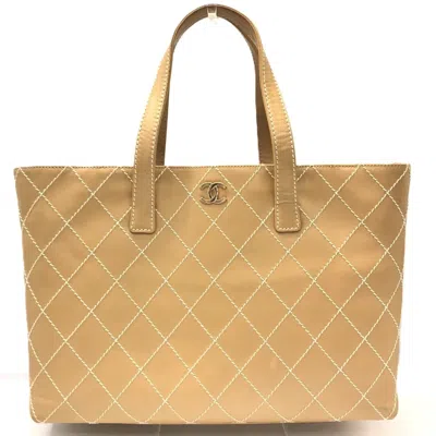 Pre-owned Chanel Leather Tote Bag () In Sand