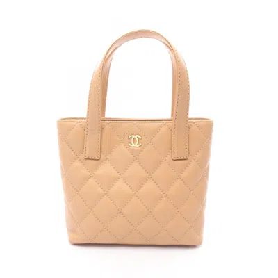 Pre-owned Chanel Leather Tote Bag () In Sand