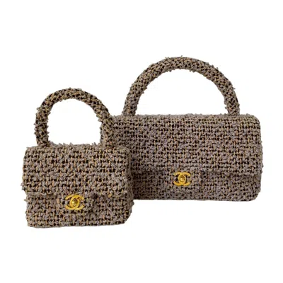 Pre-owned Chanel Leather Tweed Handbag () In Pink