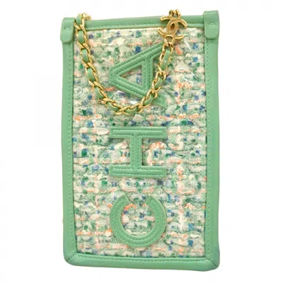 Pre-owned Chanel Leather Tweed Shoulder Bag () In Green
