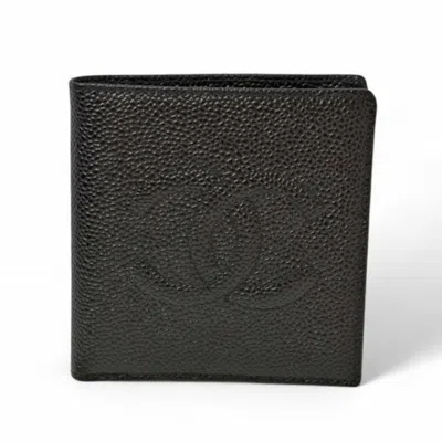 Pre-owned Chanel Leather Wallet (bi-fold) () In Black