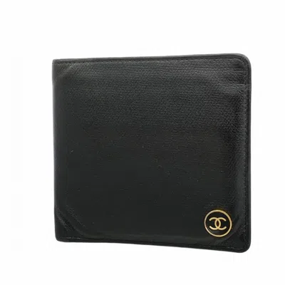 Pre-owned Chanel Leather Wallet (bi-fold) () In Black