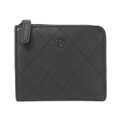 Pre-owned Chanel Leather Wallet (bi-fold) () In Black