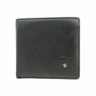 Pre-owned Chanel Leather Wallet (bi-fold) () In Black