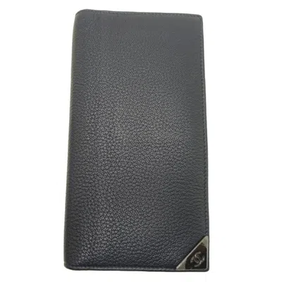 Pre-owned Chanel Leather Wallet (bi-fold) () In Blue