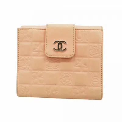 Pre-owned Chanel Leather Wallet (bi-fold) () In Pink