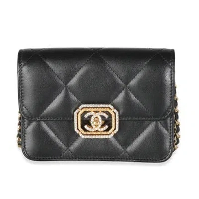 Pre-owned Chanel Leather Wallet On Chain 2023 In Black