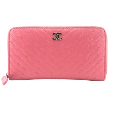 Pre-owned Chanel Leather Wallet () In Pink