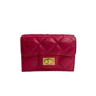Pre-owned Chanel Leather Wallet (tri-fold) () In Pink