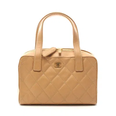 Pre-owned Chanel Leather Wild Stitch Handbag In Sand