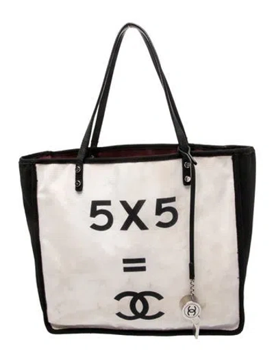 Pre-owned Chanel Let's Demonstrate 5x5 Tote In White