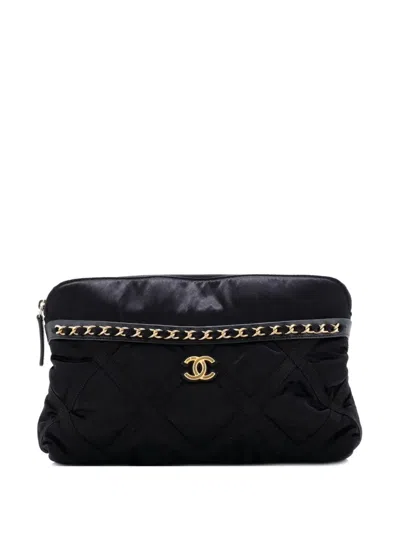 Pre-owned Chanel Lifestyle Foldable Nylon With Grosgrain Tote Bag In Black