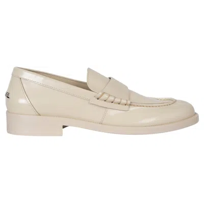 Pre-owned Chanel Light Beige Silk Shiny Leather 2023 23s Loafers Shoes 41.5 Fit 41 In Brown