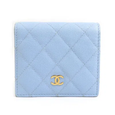 Pre-owned Chanel Light Blue Caviar Leather Wallet (bi-fold) ()