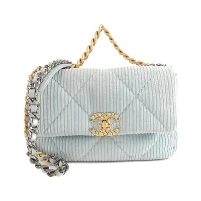 Pre-owned Chanel Light Blue Cord Shoulder Bag ()