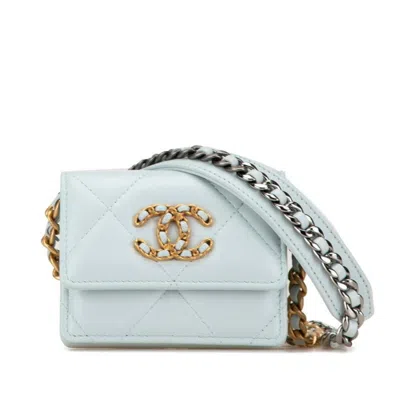 Pre-owned Chanel Light Blue Leather Shoulder Bag ()