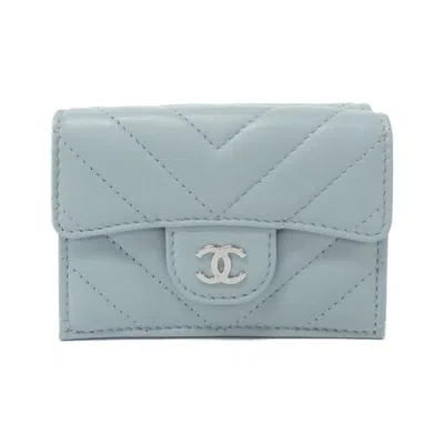 Pre-owned Chanel Light Blue Leather Wallet (bi-fold) ()