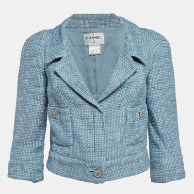 Pre-owned Chanel Light Blue Tweed Jacket S