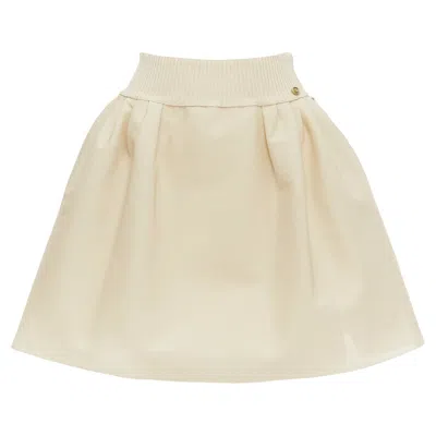 Pre-owned Chanel Light Gold Cc Logo Button Flared Skater Skirt In White