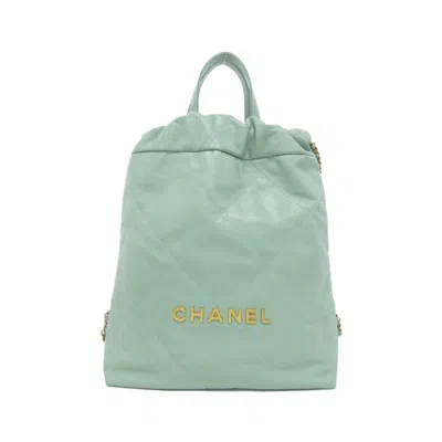 Pre-owned Chanel Light Green Leather Backpack ()