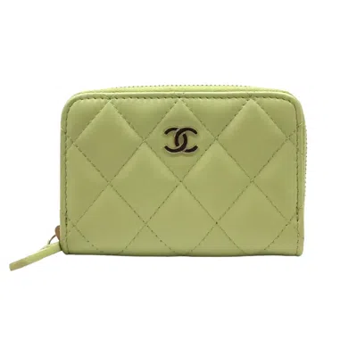 Pre-owned Chanel Light Green Leather Coin Purse/coin Case ()