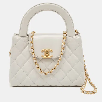 Pre-owned Chanel Light Grey Quilted Leather Mini Kelly Bag