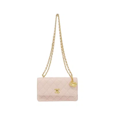 Pre-owned Chanel Light Pink Grained Calfskin Clutch Bag Shoulder Bag ()