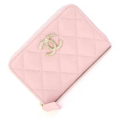 Pre-owned Chanel Light Pink Grained Calfskin Coin Purse/coin Case ()