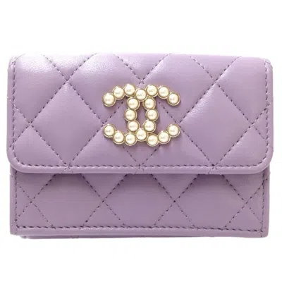 Pre-owned Chanel Light Purple Leather Wallet (bi-fold) ()