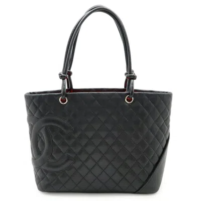 Pre-owned Chanel Ligne Cambon Black Pink Shoulder Bag Tote Bag () In Multi