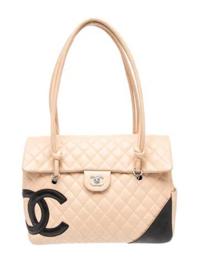 Pre-owned Chanel Ligne Cambon Flap Tote In Neutral
