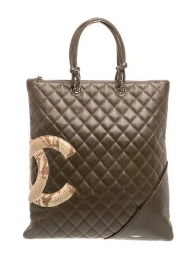 Pre-owned Chanel Ligne Cambon Flat Tote In Green