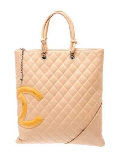 Pre-owned Chanel Ligne Cambon Flat Tote In Neutral