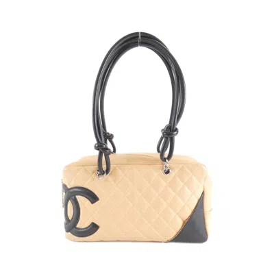 Pre-owned Chanel Ligne Cambon Leather Shoulder Bag () In Sand