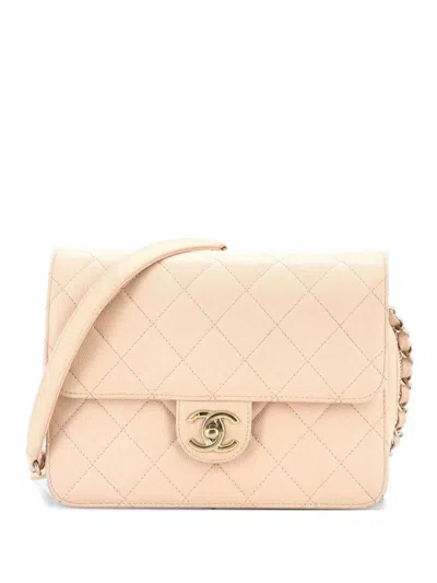 Pre-owned Chanel Like A Wallet Flap Bag Quilted Caviar Small Crossbody Bag In Neutral