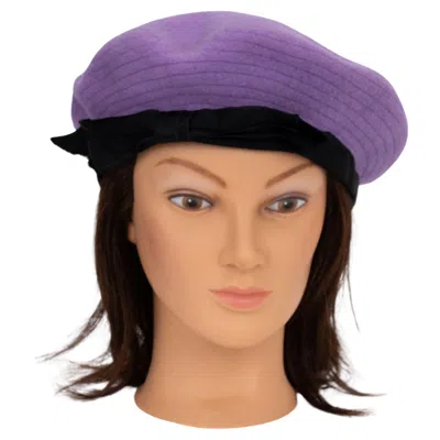 Pre-owned Chanel Lilac & Black Wool Beret