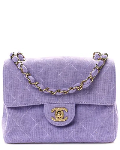 Pre-owned Chanel Lillac Jersey Quilted Mini Square Flap (authentic Pre-loved)