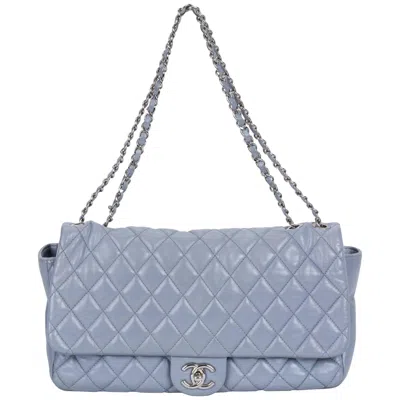 Pre-owned Chanel Limited Edition  Maxi Grey Rain Jacket Flap Bag In Gray