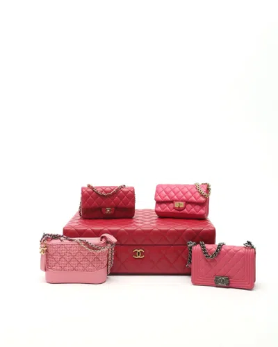 Pre-owned Chanel Limited Edition Success Story Pink Attache Case And 4-piece Set Bag