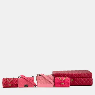 Pre-owned Chanel Limited Edition Success Story Quilted Lambskin Trunk Set Of 4 Mini Bags In Multi